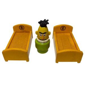 Vintage Fisher-Price Little People Yellow Beds With B & E Letters